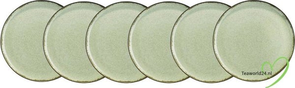Kitchen trend - servies - dinerbord - zeegroen ocean - porselein - 24 cm rond-6stuks, 85564555 SET 6