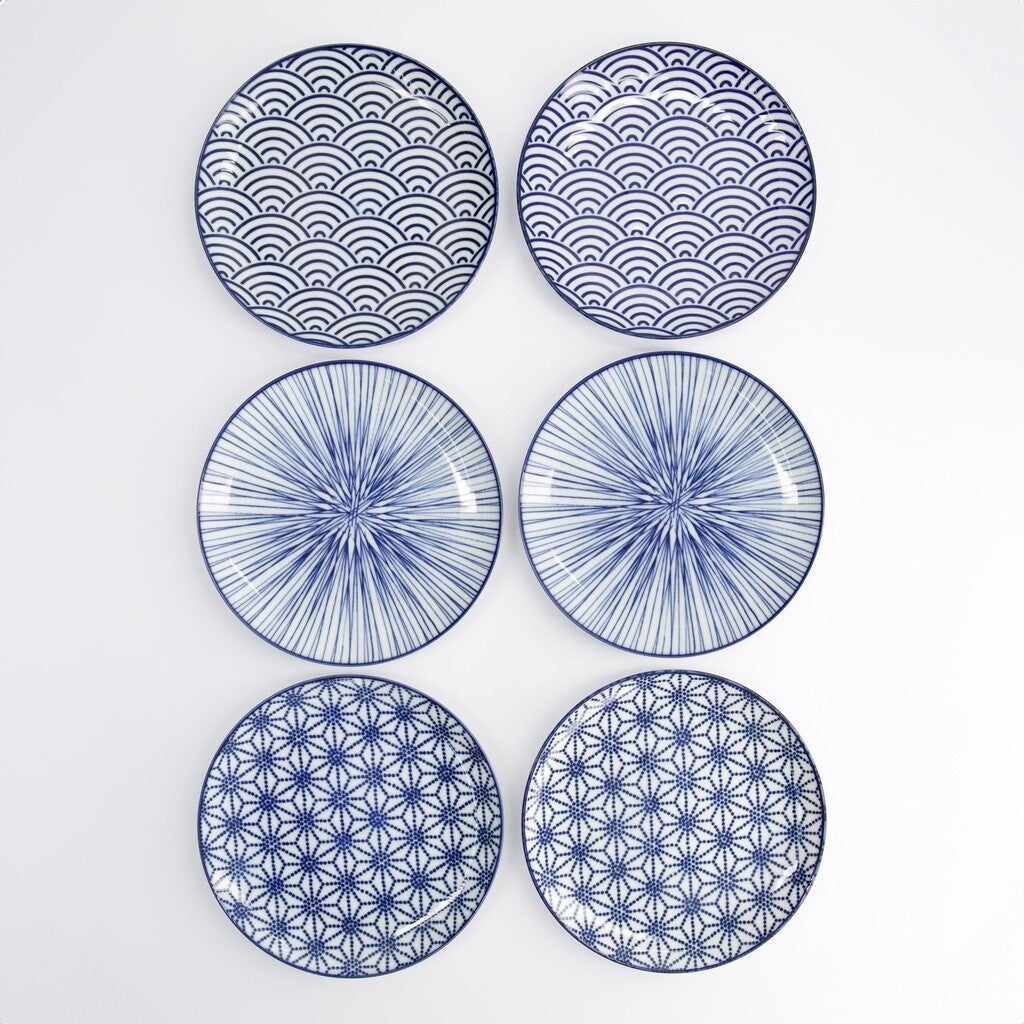 Tokyo Design Studio Nippon Blue Bord - Ø16 cm - Set van 6 stuks, 16177