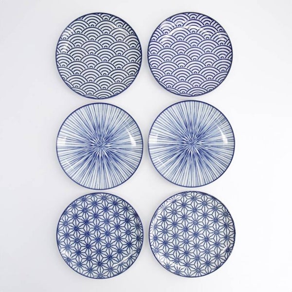 Tokyo Design Studio Nippon Blue Bord - Ø16 cm - Set van 6 stuks, 16177