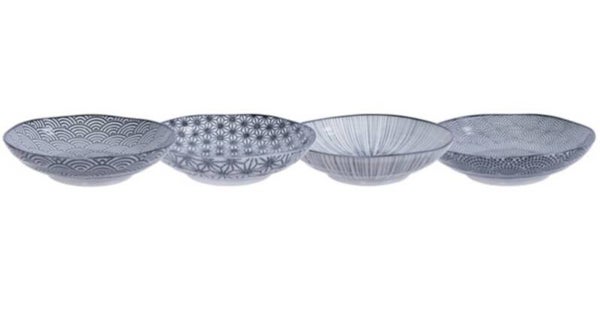 Tokyo Design Studio Nippon Black Pasta Plate 21x5.2cm Assorted 4pcs, 18326
