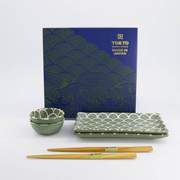 Tokyo Design Studio Vert Sauge Sushi Cadeauset Mermade 6 delig 22x13x2cm & 8,5x3,4cm, 33757