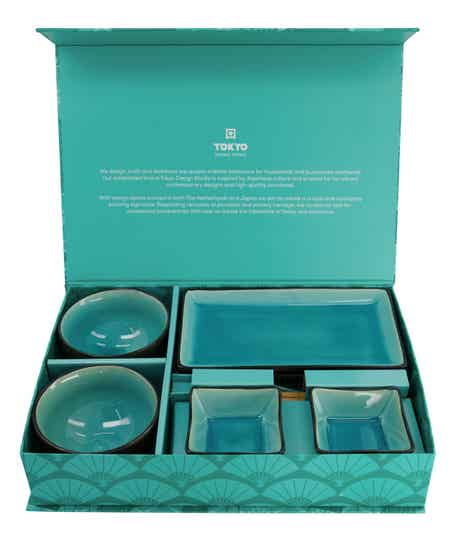 Tokyo Design Studio Glassy Turquoise Sushi Servies - 8 delig - 2 persoons, 8154