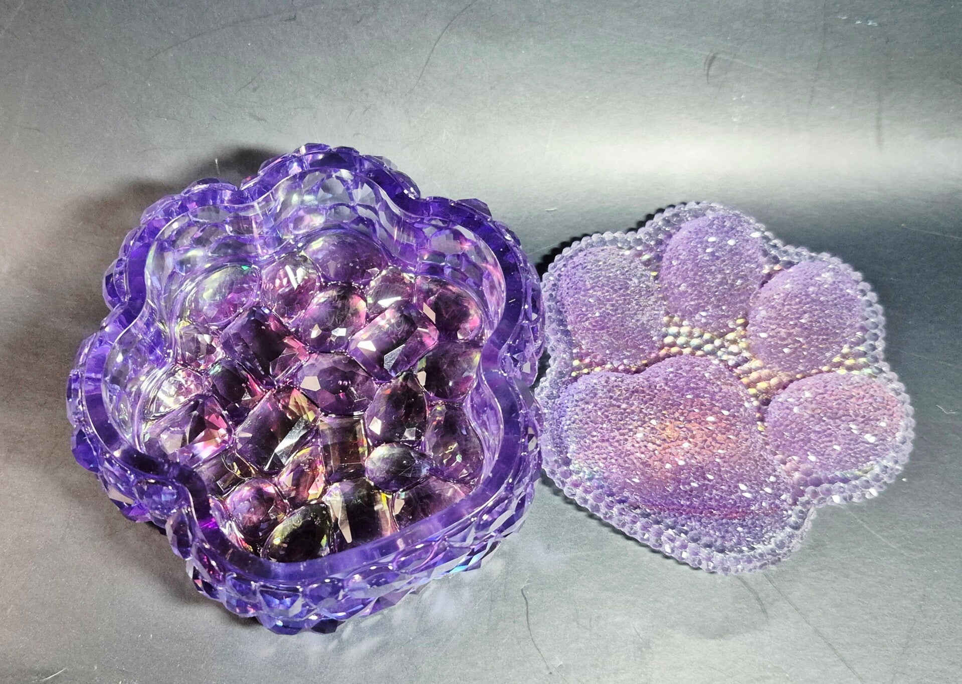 Resin Crystal Paw Print Trinket Dish – Handmade Jewellery Holder – Custom Colour Gift