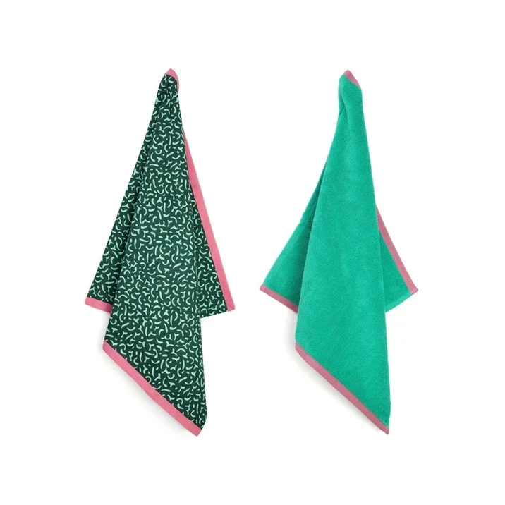 Theedoek en Handdoek Set Vivid Green Green