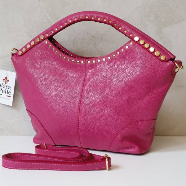 Torebka VERA PELLE 10.003 MIDI skóra FUKSJA