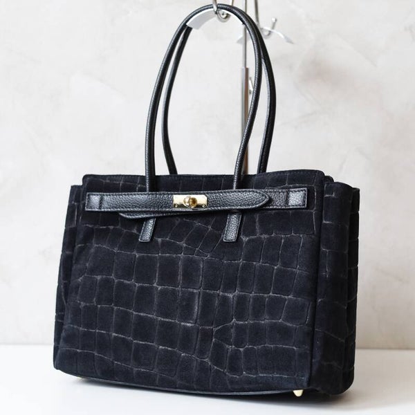 Torebka CAMILLA PREMIUM 10.004 CROCO ZAMSZ CZARNA