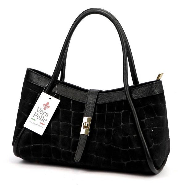 Torebka VERA PELLE 10.014 CROCO ZAMSZ CZARNA