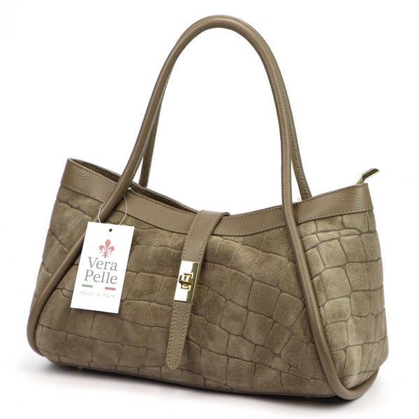 Torebka VERA PELLE 10.014 CROCO ZAMSZ TAUPE