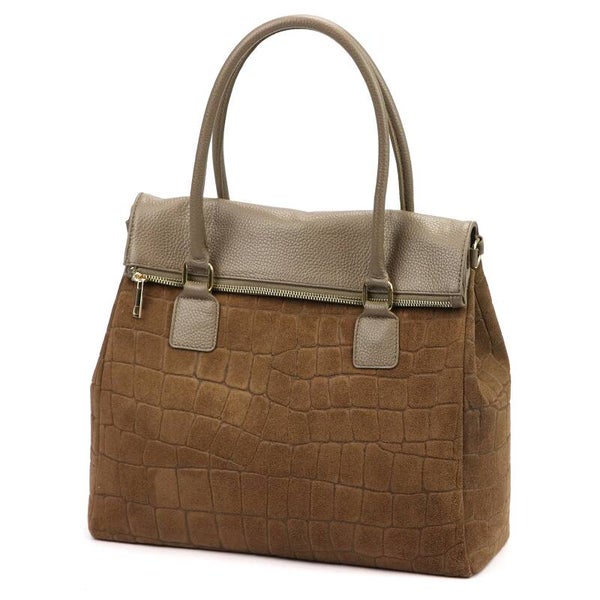 Torebka VERA PELLE 10.015 CROCO ZAMSZ TAUPE
