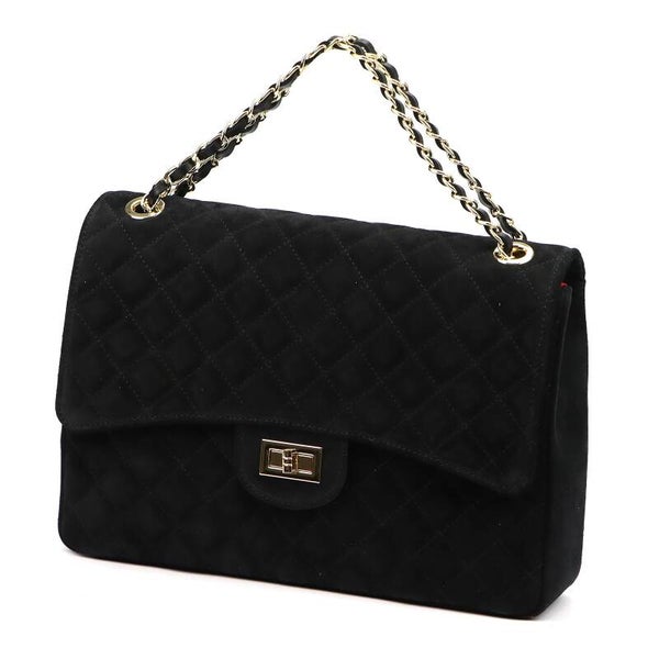 Torebka VERA PELLE 10.017 MAXI ZAMSZ CZARNA