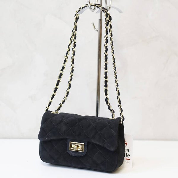 Torebka VERA PELLE 10.017 MINI ZAMSZ CZARNA