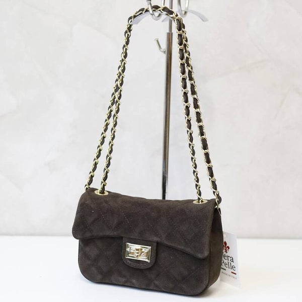 Torebka VERA PELLE 10.017 MINI ZAMSZ CZEKOLADA