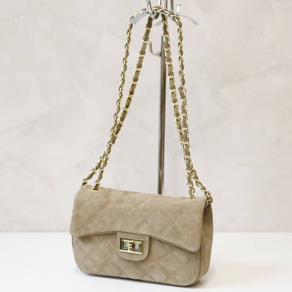 Torebka VERA PELLE 10.017 MINI ZAMSZ TAUPE