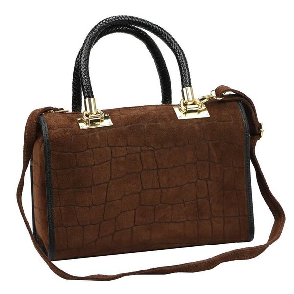 Torebka VERA PELLE 10.019 CROCO ZAMSZ BRĄZ