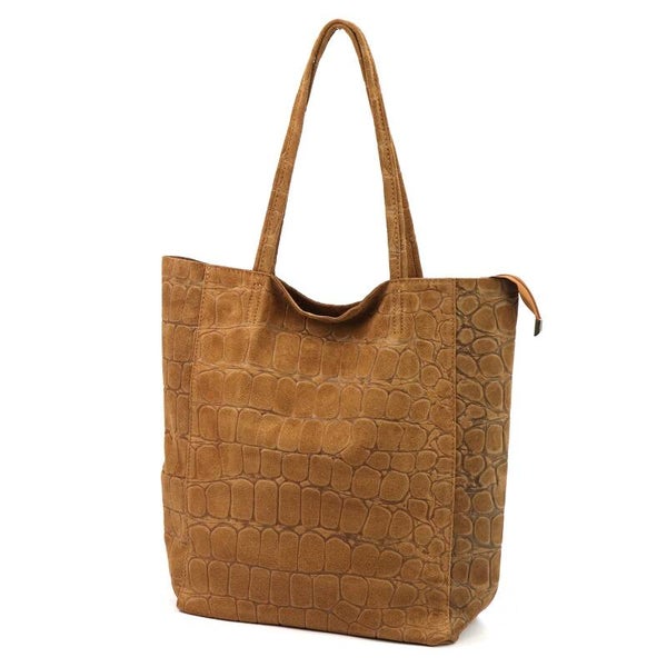 Torebka VERA PELLE 26-084 CROCO ZAMSZ CAMEL