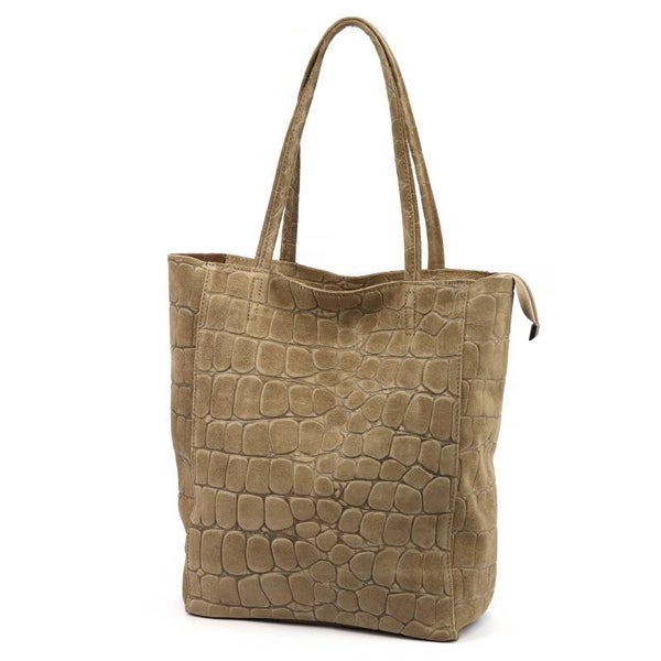 Torebka VERA PELLE 26-084 CROCO ZAMSZ FANGO