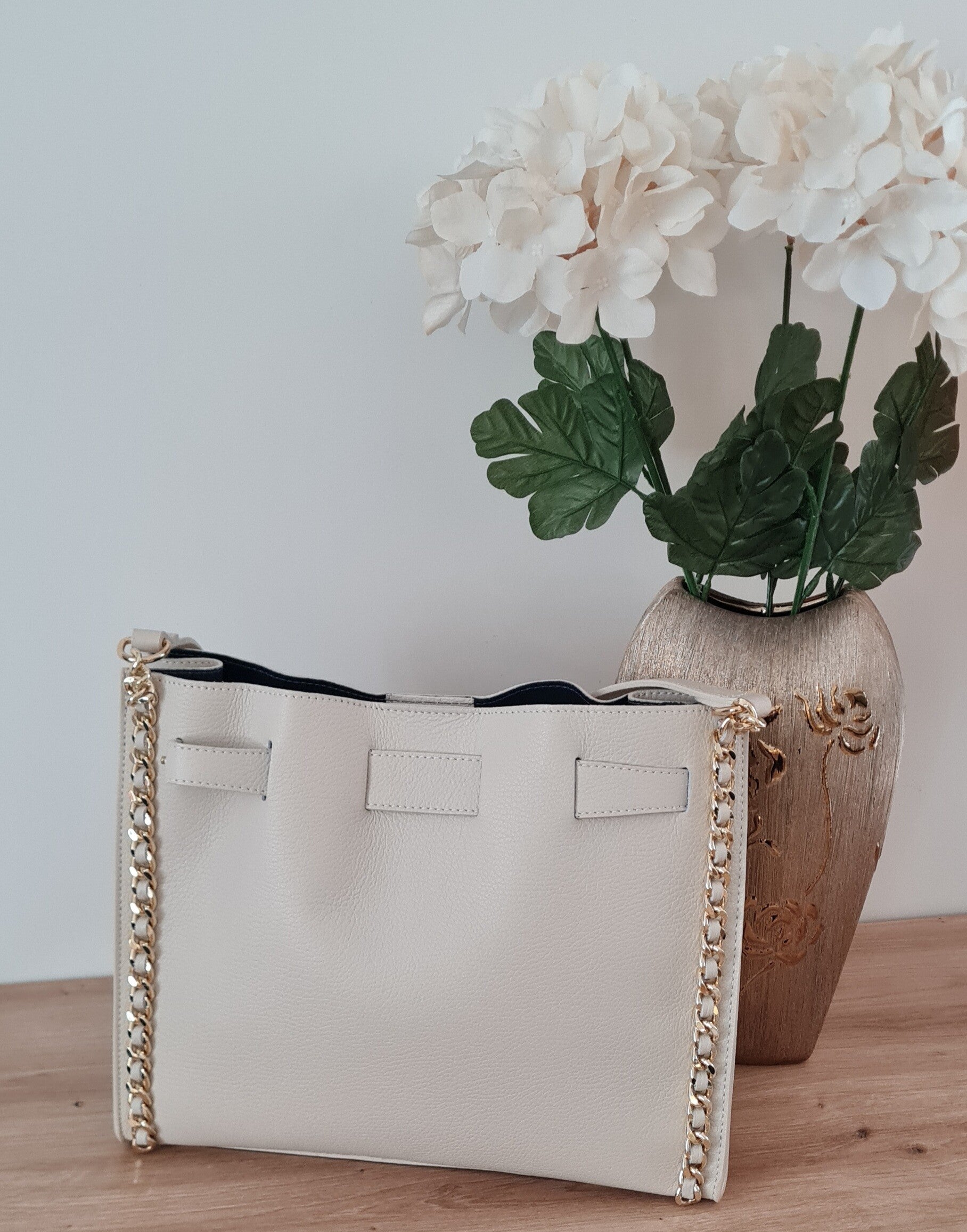 Torebka shopper Borse in Pelle skóra BEŻ