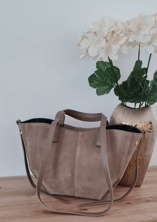 Torebka VERA PELLE POLI MIDI zamsz TAUPE