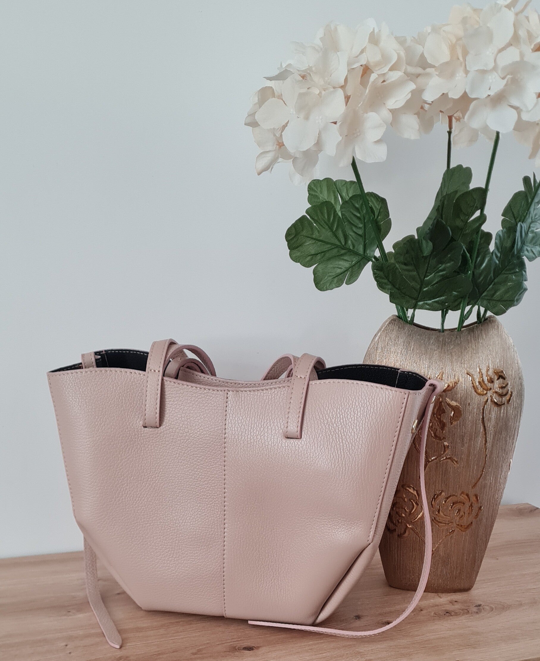 Torebka VERA PELLE POLI MIDI skóra PUDROWY RÓŻ