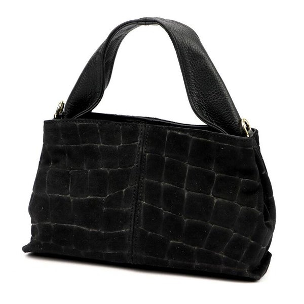 Torebka VERA PELLE 24-058 CROCO ZAMSZ CZARNA