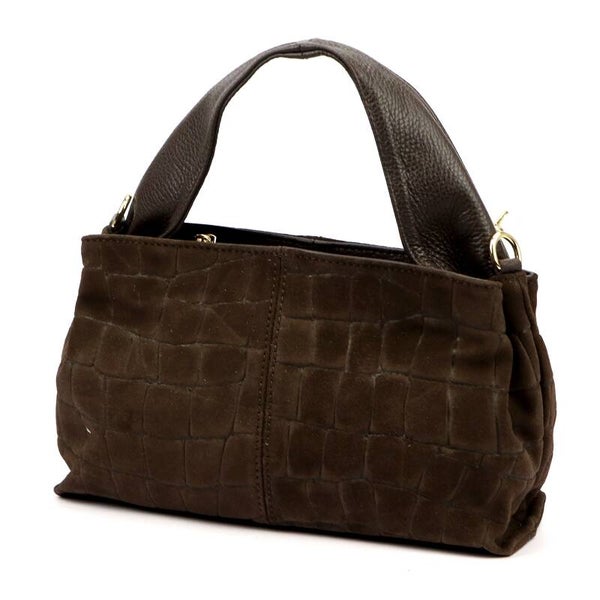 Torebka VERA PELLE 24-058 CROCO ZAMSZ CZEKOLADA
