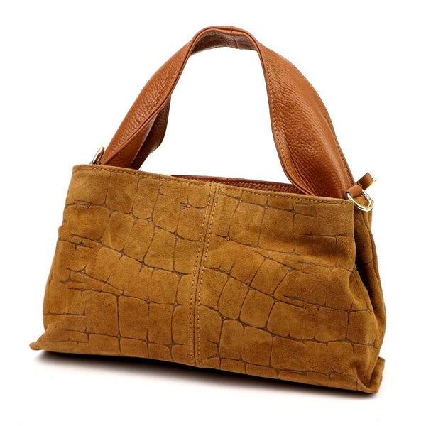 Torebka VERA PELLE 24-058 CROCO ZAMSZ CAMEL