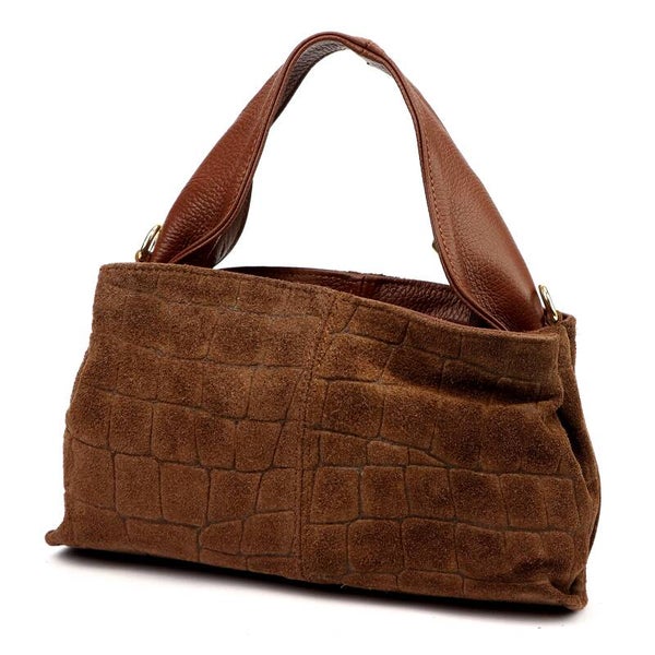 Torebka VERA PELLE 24-058 CROCO ZAMSZ BRĄZ