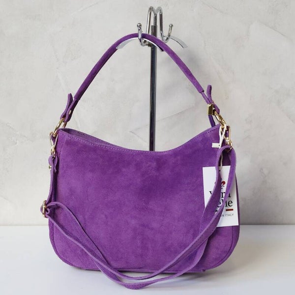 Torebka VERA PELLE 24-085 zamsz FIOLET