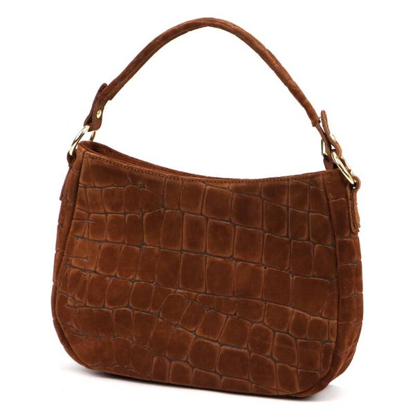 Torebka VERA PELLE 24-085 CROCO ZAMSZ BRĄZ