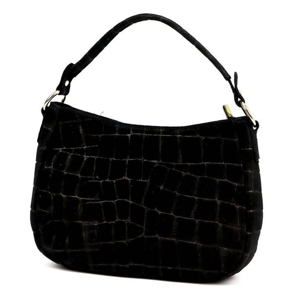 Torebka VERA PELLE 24-085 CROCO ZAMSZ CZARNA