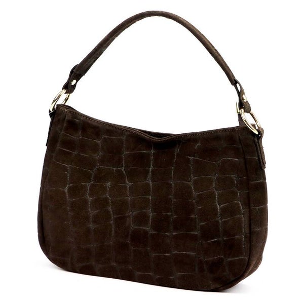 Torebka VERA PELLE 24-085 CROCO ZAMSZ CZEKOLADA