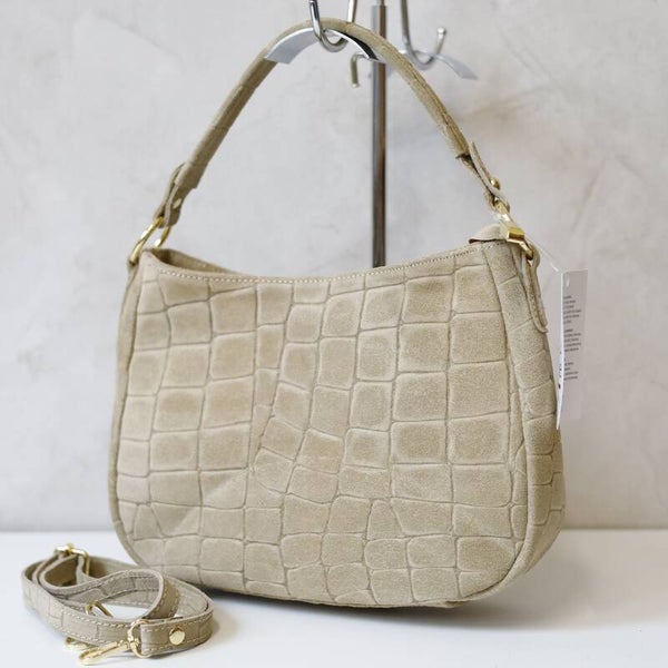 Torebka VERA PELLE 24-085 CROCO ZAMSZ TAUPE