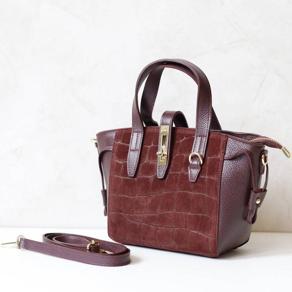 Torebka VERA PELLE 24-092 CROCO ZAMSZ BORDOWA