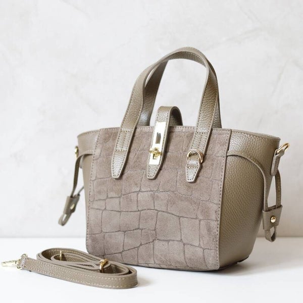 Torebka VERA PELLE 24-092 CROCO ZAMSZ TAUPE