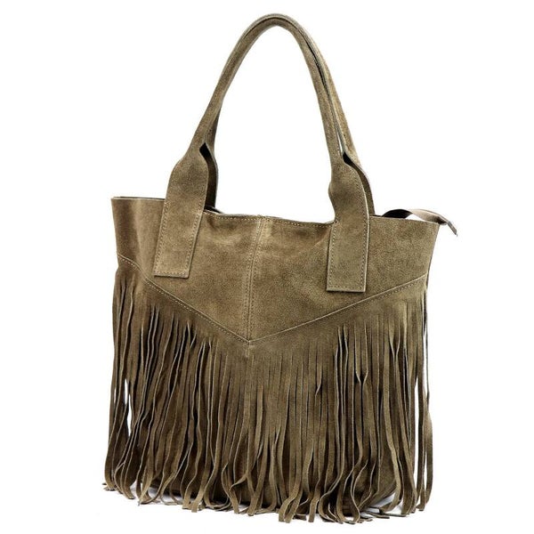 Torebka VERA PELLE 25-012 ZAMSZ TAUPE