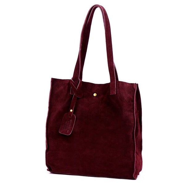 Torebka VERA PELLE 25-041 zamsz BORDO