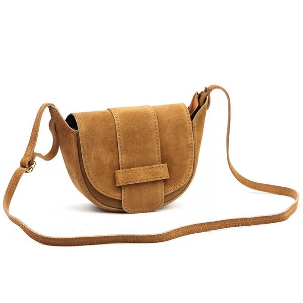 Torebka VERA PELLE 25-049-3 ZAMSZ CAMEL
