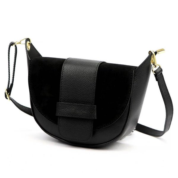 Torebka VERA PELLE zamsz 25-049 MAXI CZARNA