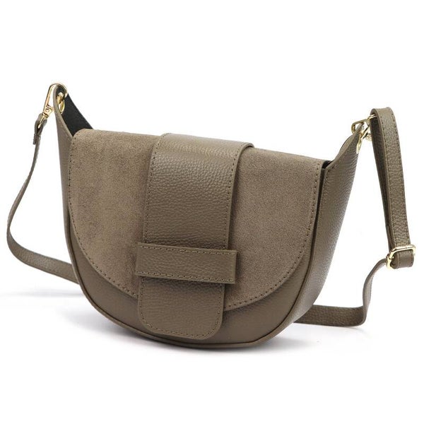 Torebka VERA PELLE zamsz 25-049 MAXI TAUPE