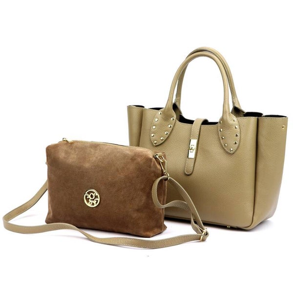 Torebka VERA PELLE 25-061 2w1 SKÓRA TAUPE