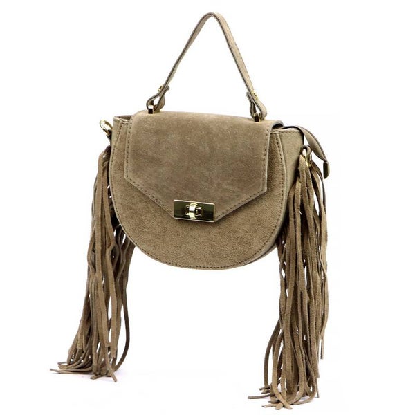 Torebka VERA PELLE 25-065 ZAMSZ TAUPE