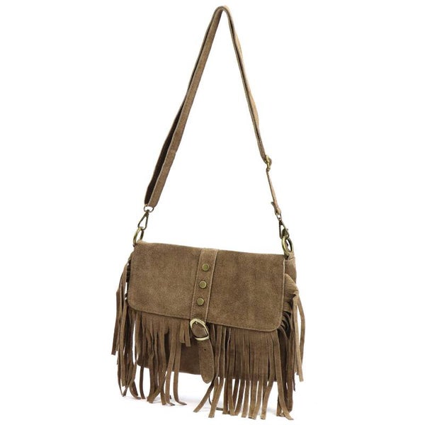 Torebka VERA PELLE 25-074 ZAMSZ TAUPE