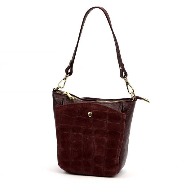 Torebka VERA PELLE 26-018 ZAMSZ CROCO BORDOWA