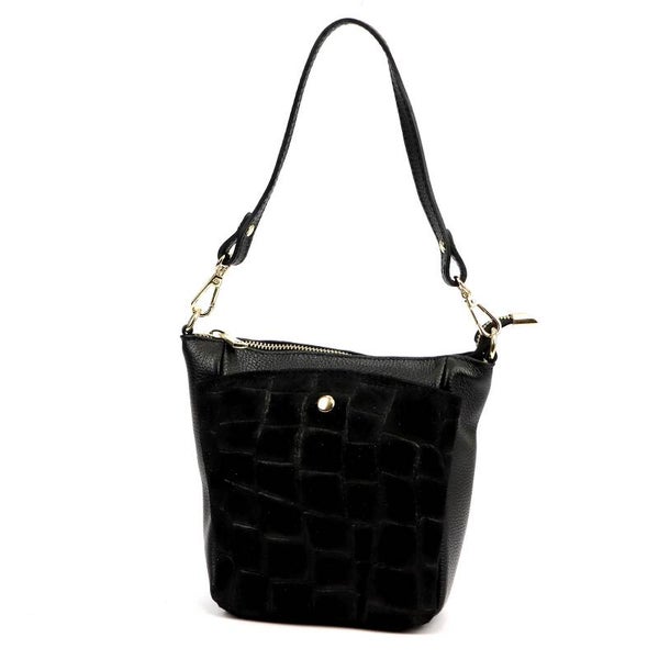 Torebka VERA PELLE 26-018 ZAMSZ CROCO CZARNA