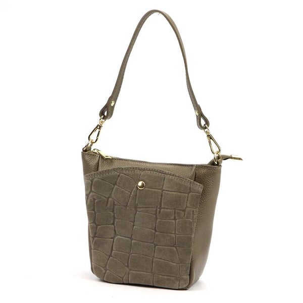 Torebka VERA PELLE 26-018 ZAMSZ CROCO TAUPE