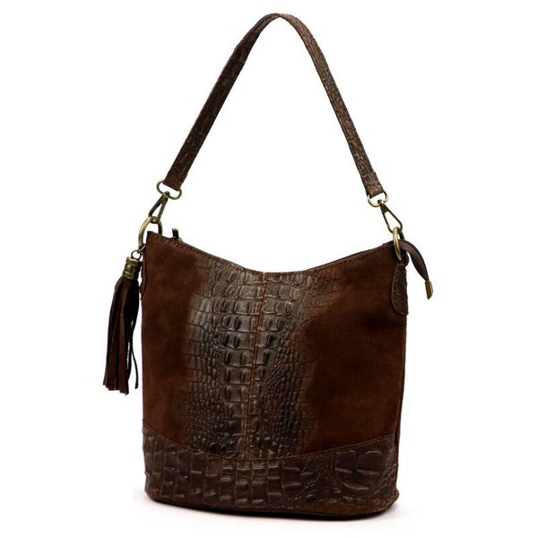 Torebka VERA PELLE 26-027 CROCO BRĄZ