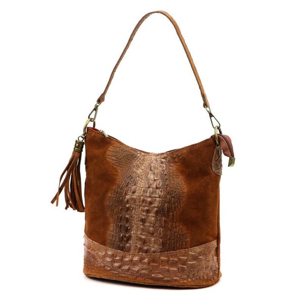 Torebka VERA PELLE 26-027 CROCO CAMEL