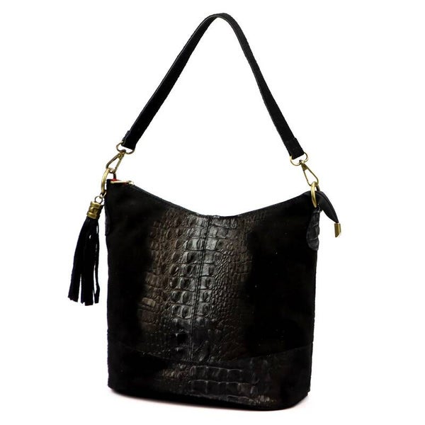 Torebka VERA PELLE 26-027 CROCO CZARNA