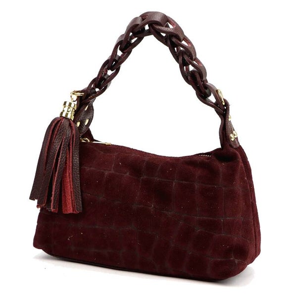 Torebka VERA PELLE 26-032 zamsz CROCO BORDOWA