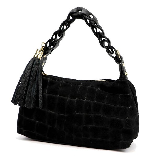 Torebka VERA PELLE 26-032 zamsz CROCO CZARNA